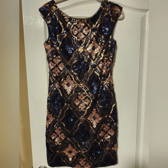 slim fit dress slacks Jenny Dress in Gold Sequin S main image 1